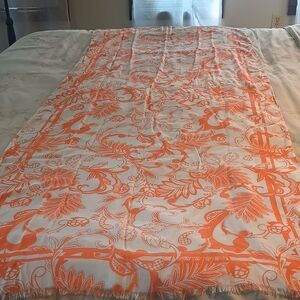 Talbots Vibrant Orange and White Scarf